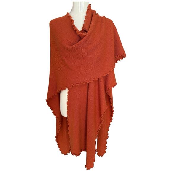 Alpaca Shawl with Soft Waves Reversible Knit Cape - Picture 1 of 6